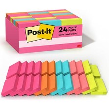 Mini Notlar, 3,8x5 Cm, 24 Ped, Amerika'nın 1 Numaralı Favori Yapışkan Notları, Poptimistik Koleksiyon, Parlak Renkler (Macenta, Pembe, Mavi, Yeşil), Temiz Kaldırma, Geri Dönüştürülebilir
