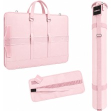 Hobi Market Art Deri Körüklü Proje Çantası-Proje Tüpü-Rulo Kalemlik 3'lü Set Pastel Pembe