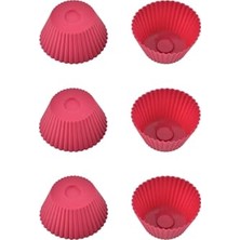Kırmızı Silikon Mini Brownie ve Muffin Kalıbı; 7x3 Cm, Cupcake Kalıbı, 6 Adet