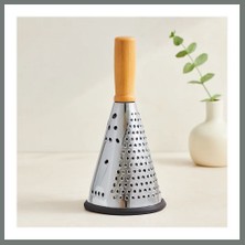 Bezos 8" Ahşap & Bambu Saplı Çelik Rende (Silikon Taban, 3 Bölümlü) Mmbz