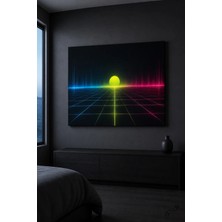 Sentetik Ufuk — Neon Şehir Estetiği — 30×40 cm Kanvas Tablo