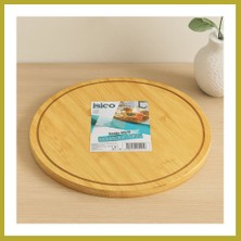 Bezos Yuvarlak 29.7 cm Bambu Döner Sunum Tepsisi (360°) Bcks