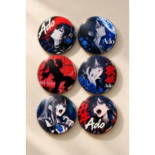 Mashspot Ado 6'lı Anime Rozet Seti 58 mm | Japon Pop Rock Müzik Temalı Metal Çanta Rozeti