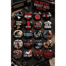 Mashspot 20'li 2000'LER Nu Metal Rozet Seti | Korn Linkin Park Slipknot System Of A Down ve Rock Grubu Rozetleri