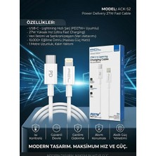 TeknoKapsül Acl Ack-52: 27W Pd Hızlı Şarj Usb-C To Lightning Kablo
