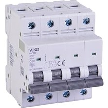 6VTB-4C80 Otomatik Sigorta, 6ka, C Tipi, 4 Kutup, 80A