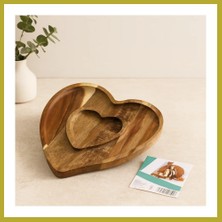 Bezos Ahşap Bambu Servis Tepsisi 2 Bölmeli Kalp Model 20X19.5X1.5 cm Bcks