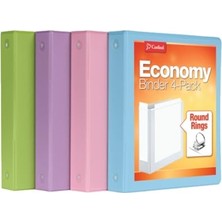 3 Halkalı Klasör, 3,5 Cm, Yuvarlak Halkalar, 350 Yaprak Tutar, Clearvue Sunum Görünümü, Yapışmaz, Çeşitli Pastel Renkler, 4 Paket (79552)