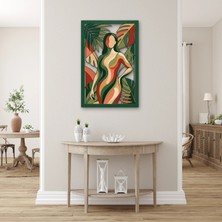 Steelartdec Art Deco Yapraklar Arasında Kadın Metal Tablo