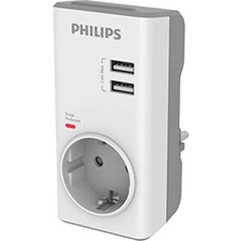 Priz — CHP4010W Tekli Akım Koruma, 380J, 2x Usb-A, Max 2.4A, Beyaz
