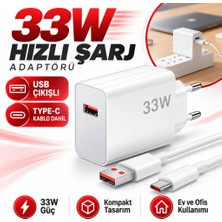 TeknoKapsül 33W Hızlı Şarj Adaptörü – Type-C Kablolu, USB Çıkışlı, Akıllı Şarj Destekli Duvar Tipi Şarj Cihazı