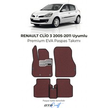 Otocraft Renault Clio 3 2005-2011 Uyumlu Bordo 3D Havuzlu Eva Oto Paspas Takımı 5 Parça Araca Özel