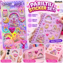 Abnturk Kendinden Yapışkanlı Kabartmalı Içi Simli Pullu Sallantılı Şeffaf Eğlenceli Sticker Etiket (Stoktaki Modelden Gönderilir)