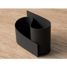 TeknoKapsül 3D Baskı Kavisli Diş Fırçası ve Küçük Eşya Tutucu Masa ve Banyo Organizeri Modern Minimal Düzenleyici - Siyah