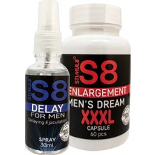TeknoKapsül Stımul8 (S8) Erkekıere Özel DELAY30 Mlsprey + Özel Xxxlşekillendirme 60 Lı Caps En Boy Ebat