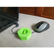 TeknoKapsül 3D Baskı Taşınabilir Kablo Düzenleyici Makara Şarj ve USB Kablo Toplayıcı Döner Kablo Sarıcı - Yeşil