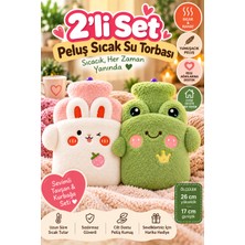 Open City 2'li Set Tavşan Kurbağa Figürlü Peluş Sıcak Su Torbası Yumuşak Kılıflı 26X17 cm Kışlık Isınma Ürünü!