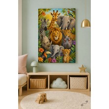 Safari Hayvanları — Çocuk Illüstrasyon — 30×40 cm Kanvas Tablo