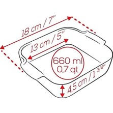 Fırın Kabı; Seramik Kare, 18 cm (Saplar Dahil) x 11,4 cm x 5,1 Cm, Kapasite: 0,66 L, Ekru