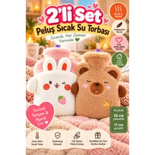 Open City 2'li Set Tavşan Ayıcık Peluş Sıcak Su Torbası Figürlü Yumuşak Kılıflı 26X17 cm Kışlık Isınma Ürünü!!
