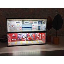 Standes 2 Adet Pleksi Kapaklı USB Işıklı Diorama Garaj Stand