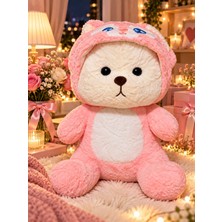 DMR Accessoire Pembe Kedi Kostümlü Şapkası Çıkabilen 50 cm Puffy Hug Teddy Bear Peluş Oyuncak