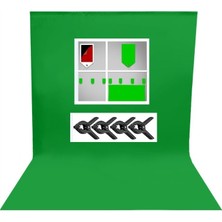 150X200 cm Chromakey Green Screen Greenbox Yeşil Fon Perde ve 4 Adet Fon Mandalı