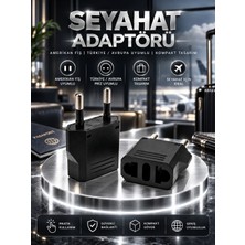 Avrupa Tip Seyahat Priz Dönüştürücü Adaptör Universal İnce ve Kalın Uçlu Siyah