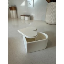 TeknoKapsül 3D Baskı Kalp Şeklinde Kapaklı Saklama Kutusu Yuvarlak Hatlı Mini Hediye Kutusu Beyaz
