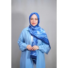Emproyal Lacivert Mavi Mermer Desenli Kadın Şal - 2062
