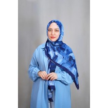 Emproyal Lacivert Mavi Fırça Desenli Kadın Şal - 2063