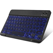 Tablet ve Telefonlar Için Rgb LED Işıklı Bluetooth Klavye Şarjlı Kablosuz + Tr Klavye Sticker - AL2670 Siyah