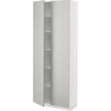 IKEA Açık Gri Mutfak Boy Dolabı 80X37X200 Cm, 2 Kapaklı, Raflı