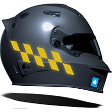 Reflektif Sarı Damalı Motosiklet Kask Sticker Takımı