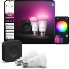 Wca 9W E27 Renkli Akıllı Ampul 2'li Pro Başlangıç Seti, Bridge Pro V3 Dahil, 25.000 Saat Ampul Kullanım Ömrü