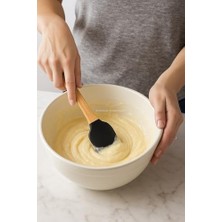Spatula, 5'li Silikon Seti Bambu Saplı Mutfak Gereçleri Isıya Dayanıklı Yapışmaz Hamur Karıştırıcı Pasta Fırçası Kaşık Spatula Seti Kolay Temizlenen Sağlıklı Pişirme Araçları (Siyah)