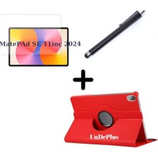 Huawei Matepad Se 11INÇ ile Uyumlu Dönen Tablet Kılıfı, Ekran Koruyucu ve Kalem, Matepad Se 10.4inç Değildir, Kırmızı