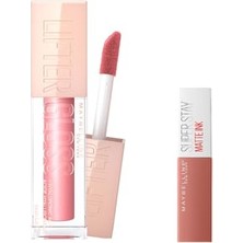 New York Lifter Gloss Nemlendirici Dudak Parlatıcısı 004 Silk & Mini Super Stay Matte Ink Likit Mat Ruj 65 Seductress Makyaj Seti