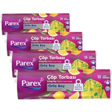 Büzgülü Çöp Torbası Limon Kokulu Orta Boy (4 Paketi)