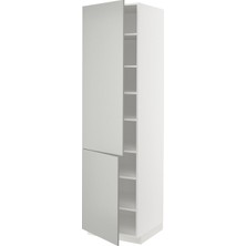 IKEA Açık Gri Mutfak Boy Dolabı 60X60X220 Cm, 2 Kapaklı, Raflı