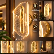 Dolunay Avize Dolunay Modern Tasarım Şarj Edilebilir Pilli LED Duvar Apliği 3000K Sıcak Işık – Gold / Krom