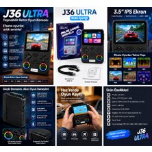 Serreha J36 Ultra Taşınabilir El Oyun Konsolu 3.5 Inç IPS Ekran Wi-Fi Dahili 20000 Oyun 3000MAH Retro Cep Oyun Oynatıcısı