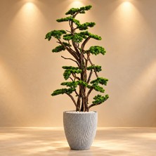 Erhan Flowers Yapay Çam Ağacı 160 cm Dev Yapay Bonsai Ağacı Gri Beton Desen Potsuz/saksılı Lüks Dekoratif Salon ve Ofis Ağacı Yapay Cicek