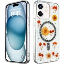 iPhone 12 Kılıf Daisy Simli Magsafe Kapak - Siyah