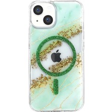 iPhone 14 Lotus Simli Magsafe Kapak - Yeşil