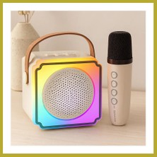 Bezos Karaoke Mikrofonlu Taşınabilir Bluetooth Hoparlör (Işıklı, USB Şarjlı) Bcks