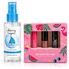 Silver Rose Akdeniz Rüyası Parfümlü Kolonya 100 ml ve Goldn Rose Mini Seyahat Seti( Maskara-Lip Gloss - Eyeliner )