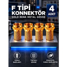 F Tipi Gold Uydu Konnektörü/ 4 Adet / Rg6 Koaksiyel Anten Kablo Ucu Giriş Jakı - Televizyon Çanak Bağlantı Aparatı - Dayanıklı Kaplama
