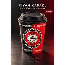 Yorulmaz Ambalaj 8 Oz Kapaklı Karton Bardak 50 Adet | Sıcak Soğuk Içecek Uyumlu Kapaklı Kağıt Bardak