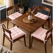 Patiyu 4’lü Kapitone Bağcıklı Sandalye Minderi · 40 × 40 × 3 cm · Pembe · 40 × 40 × 3 cm · 4 Adet